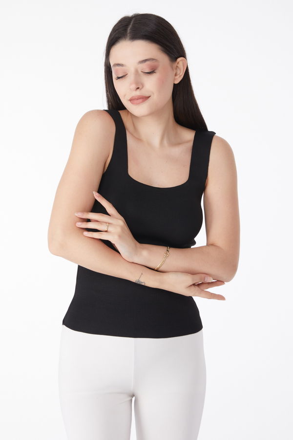 Yazlık Triko Crop Siyah - 25220 SİYAH