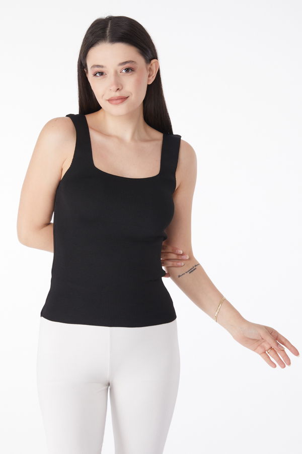 Yazlık Triko Crop Siyah - 25220 SİYAH