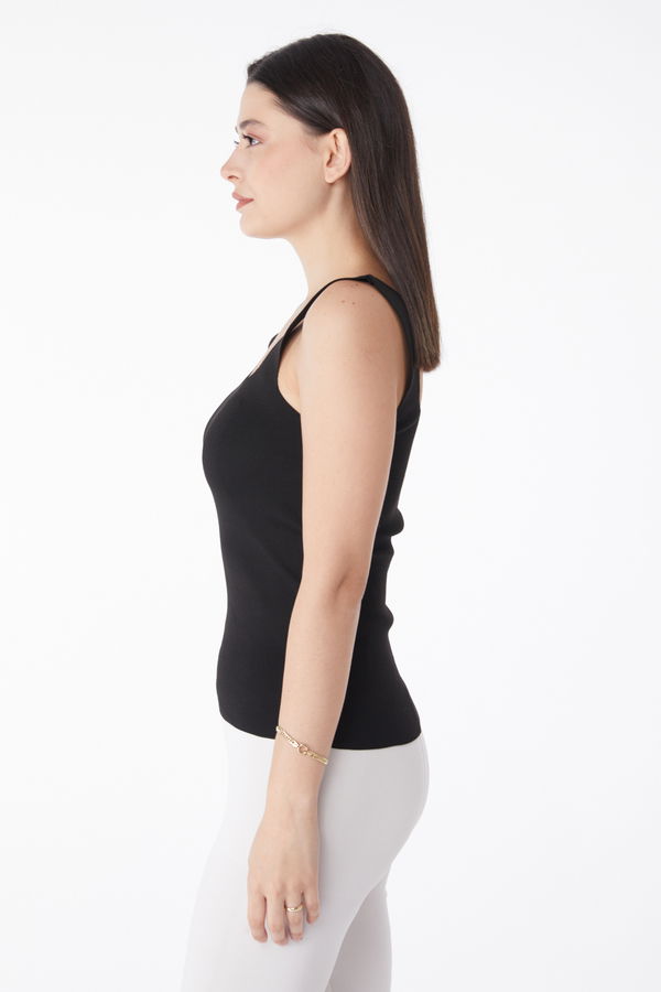 Yazlık Triko Crop Siyah - 25220 SİYAH