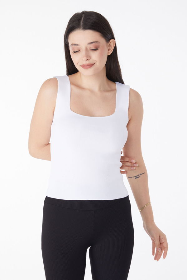 Yazlık Triko Crop Ekru - 25220 EKRU