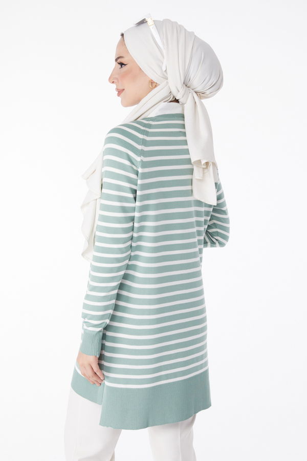 Çizgili Triko Tunik Yeşil - 25238 YEŞİL