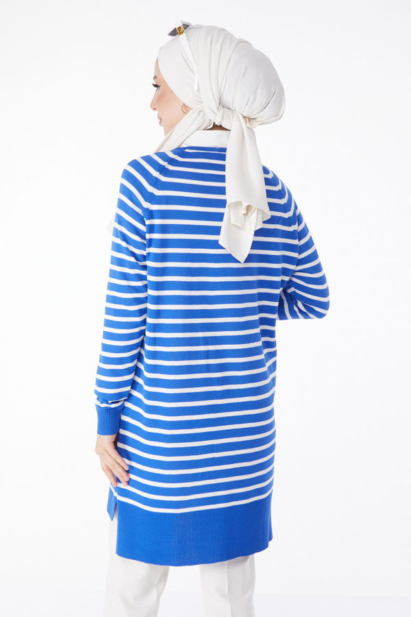 Çizgili Triko Tunik Mavi - 25238 MAVİ