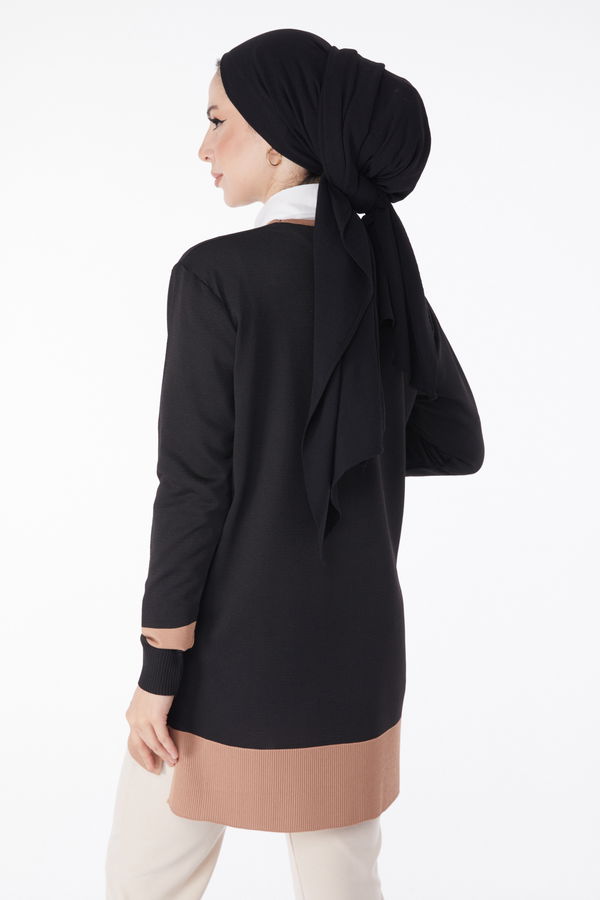 Parçalı Triko Tunik Vizon - 25239