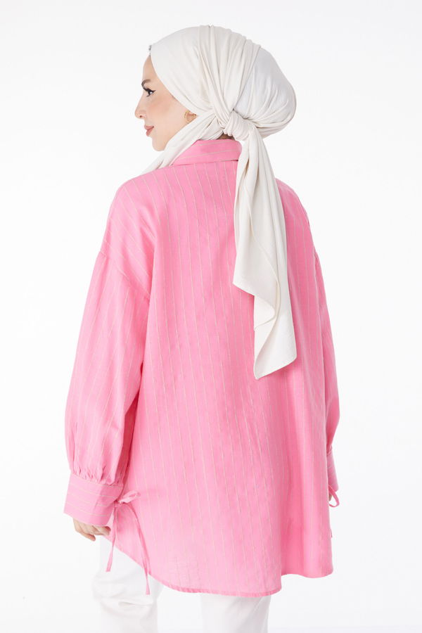 Çizgili Gömlek Pembe - 25256 PEMBE
