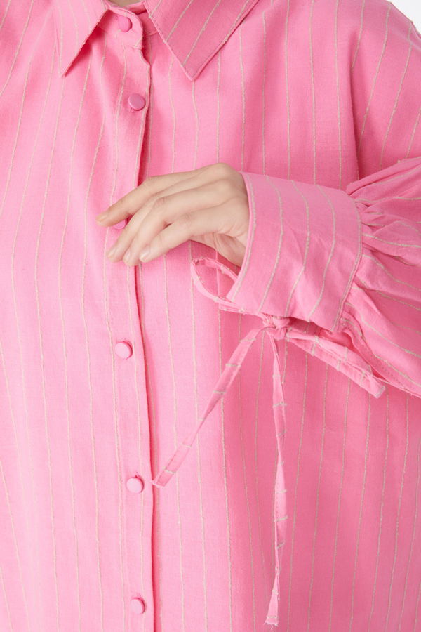 Çizgili Gömlek Pembe - 25256 PEMBE