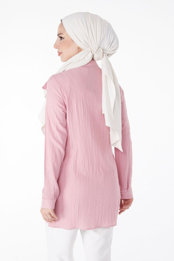 Fırfırlı Gömlek Pembe - 25257 PEMBE