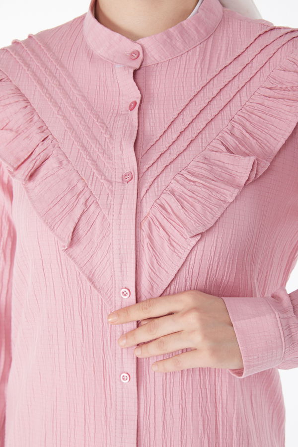 Fırfırlı Gömlek Pembe - 25257 PEMBE