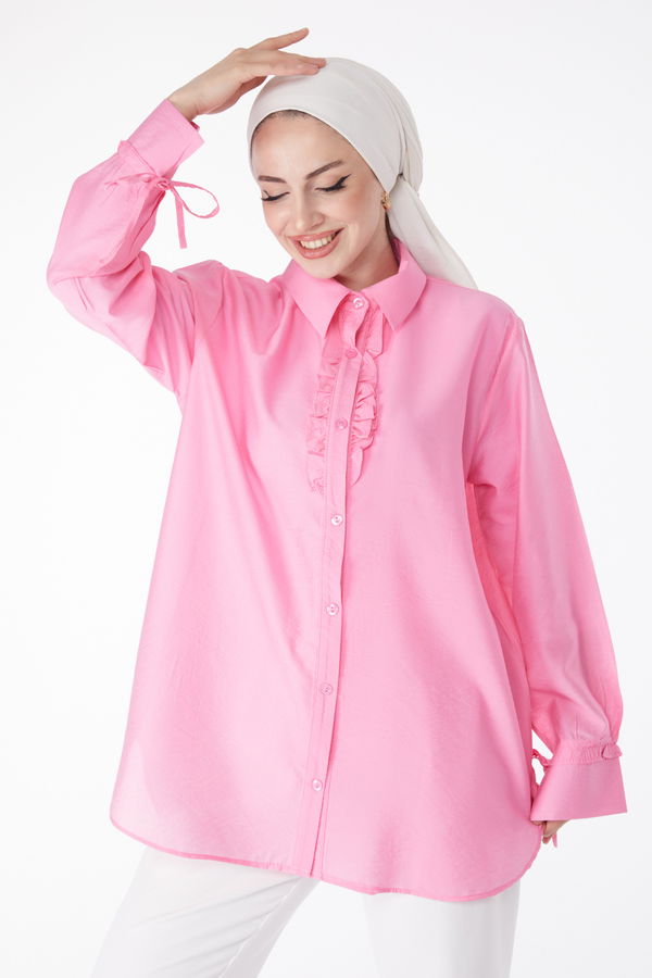 Fırfırlı Gömlek Pembe - 25259