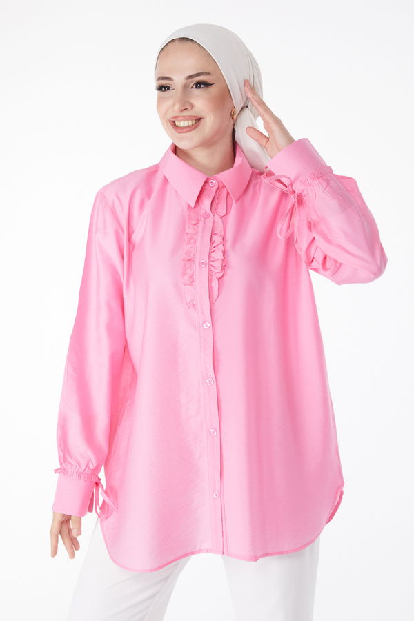 Fırfırlı Gömlek Pembe - 25259