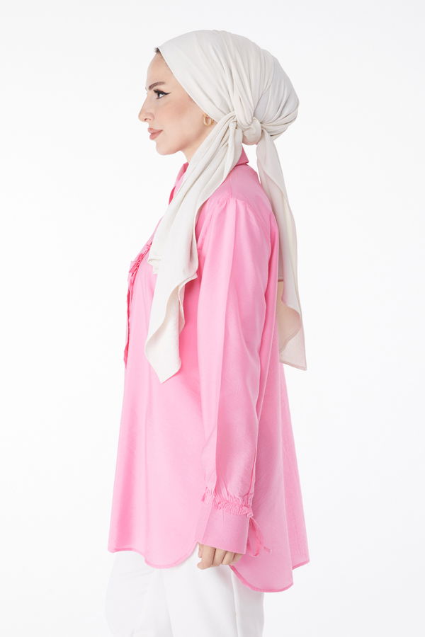 Fırfırlı Gömlek Pembe - 25259