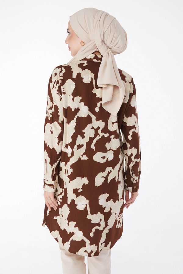 Desenli Tunik Kahverengi - 25605