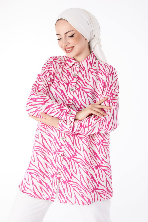 Desenli Tunik Fuşya - 25612