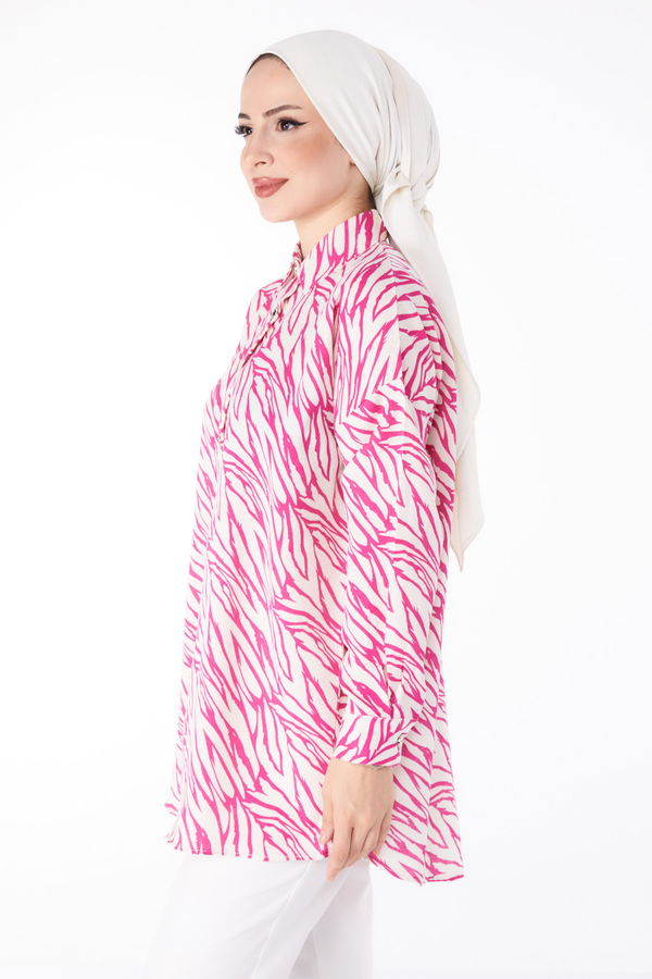 Desenli Tunik Fuşya - 25612