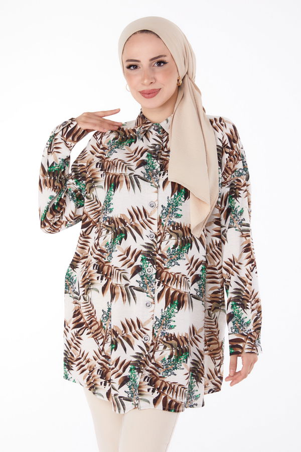 Desenli Tunik Yeşil - 25618 YEŞİL
