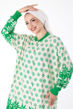 Düğmeli Desenli Tunik Yeşil - 25623
