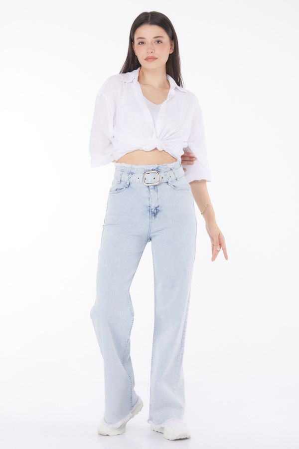 Püskül Detaylı Kot Pantolon Mavi - 25739