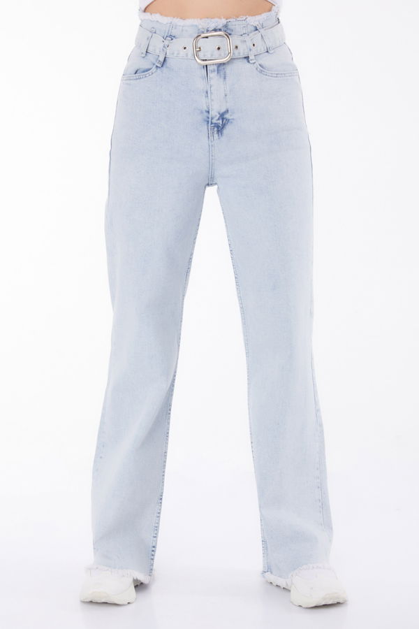Püskül Detaylı Kot Pantolon Mavi - 25739