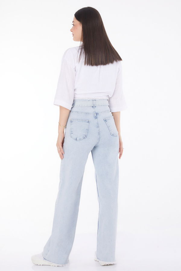 Püskül Detaylı Kot Pantolon Mavi - 25739