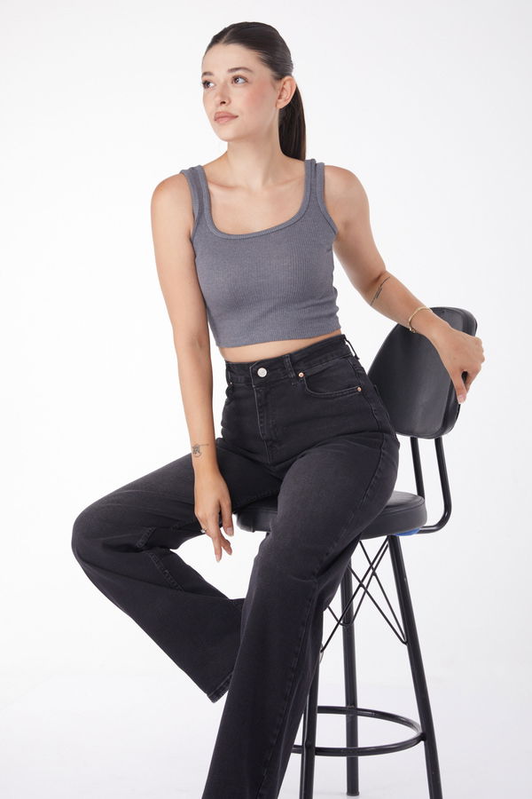 Bol Paça Kot Pantolon Siyah - 25740
