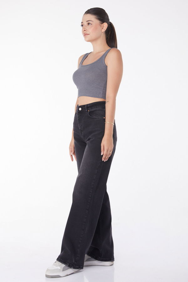 Bol Paça Kot Pantolon Siyah - 25740