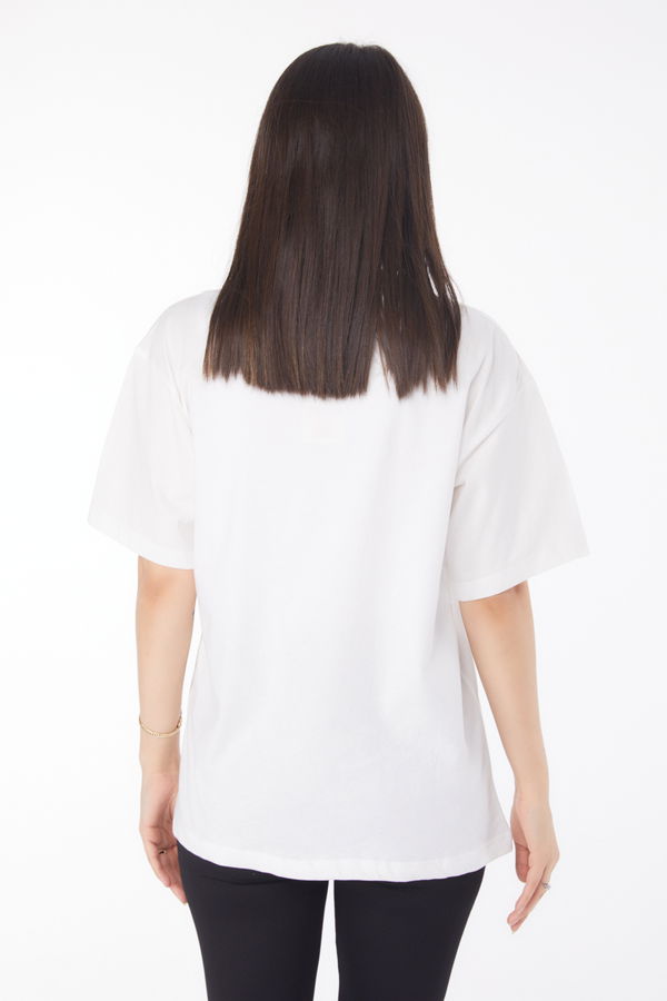 Baskılı Kısa Kollu T-shirt Beyaz - 25766