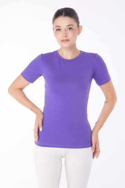 Kısa Kollu T-shirt Mor - 25768