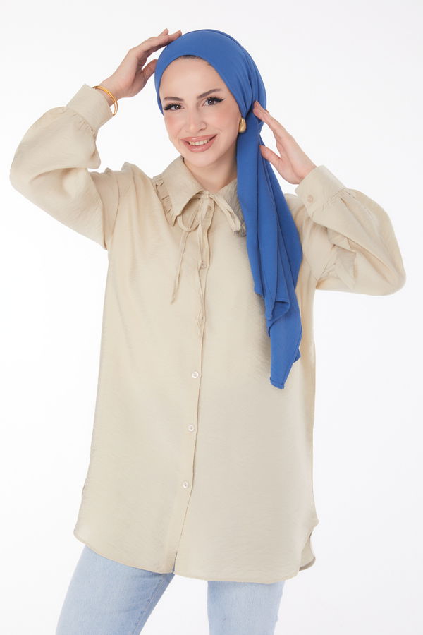 İp Detaylı Tunik Bej - 25835 BEJ