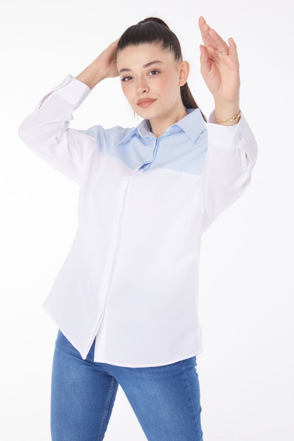 Garnili Gömlek Mavi - 25867 MAVİ