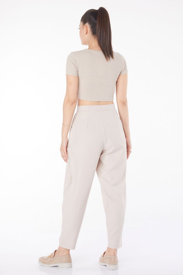Çizgili Pantolon Bej - 25872 BEJ