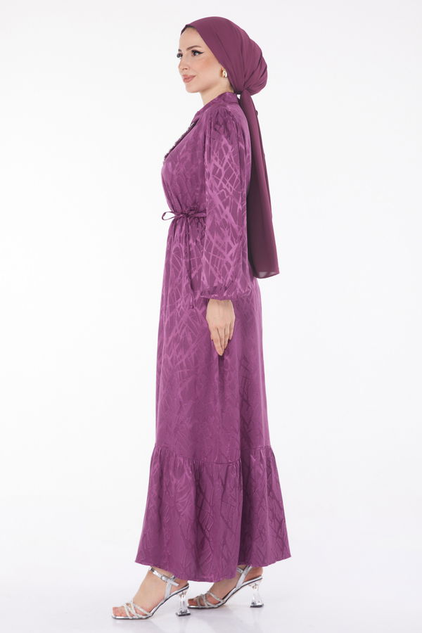 Taş Detaylı Elbise Mor - 25888