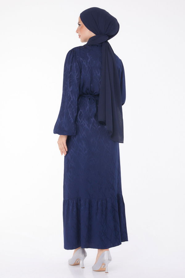Taş Detaylı Elbise Lacivert - 25888 LACİVERT