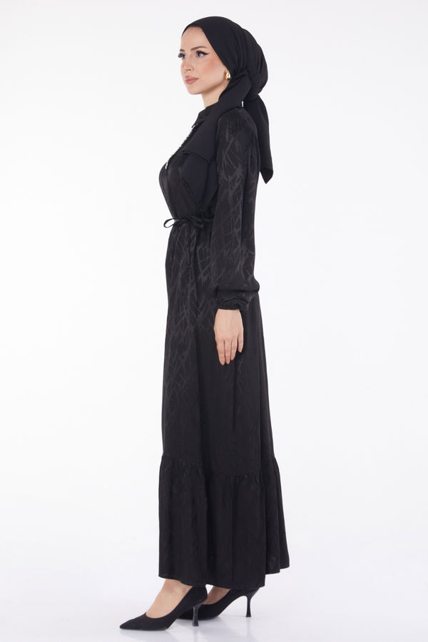 Taş Detaylı Elbise Siyah - 25888 SİYAH