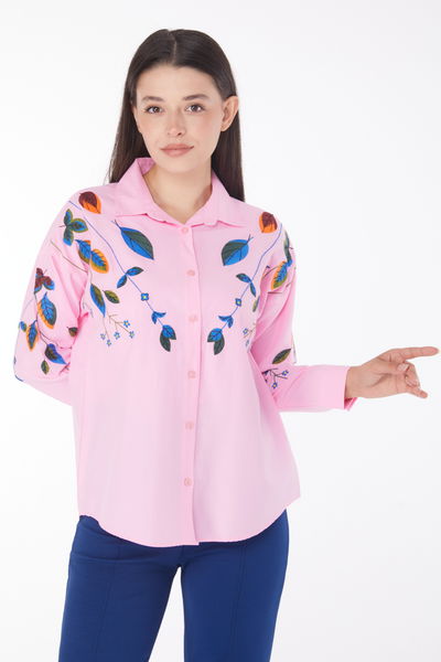 Nakışlı Gömlek Pembe - 25906