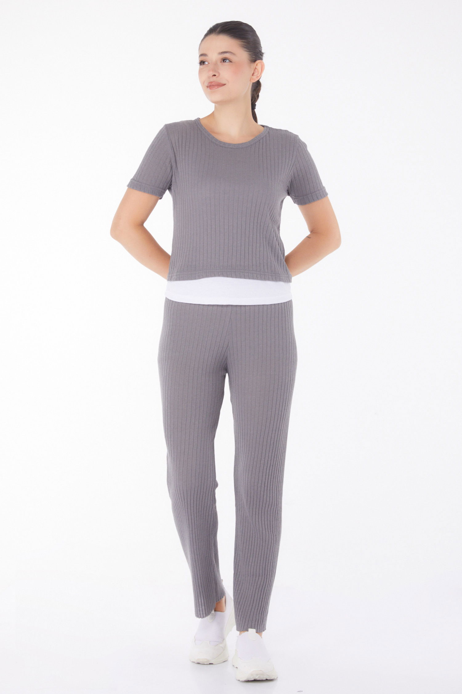 T-shirt Pantolon İkili Takım Antrasit - 25952