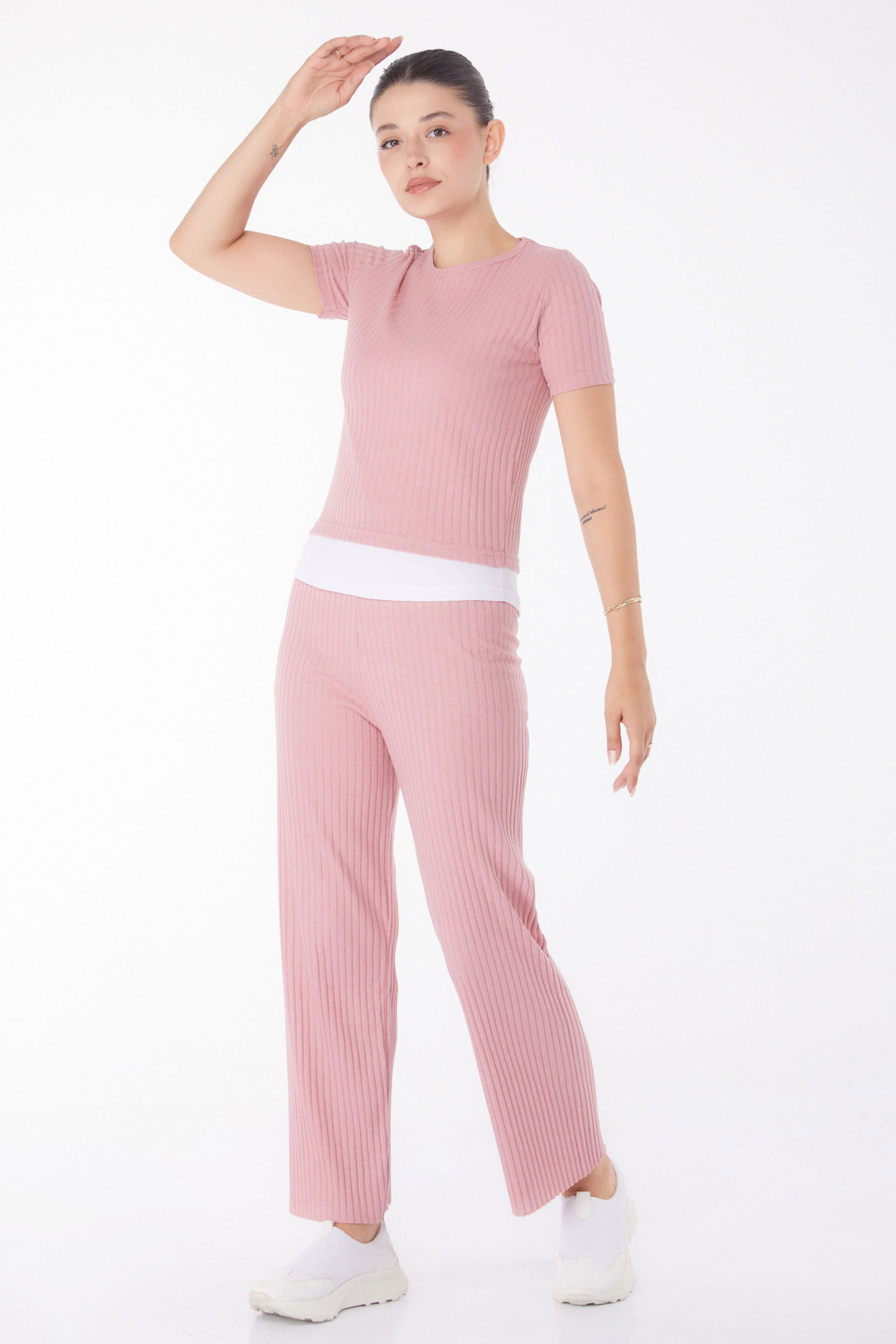 T-shirt Pantolon İkili Takım Pembe - 25952