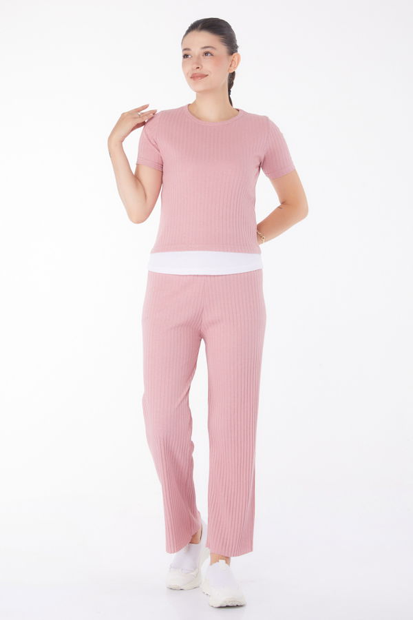 T-shirt Pantolon İkili Takım Pembe - 25952