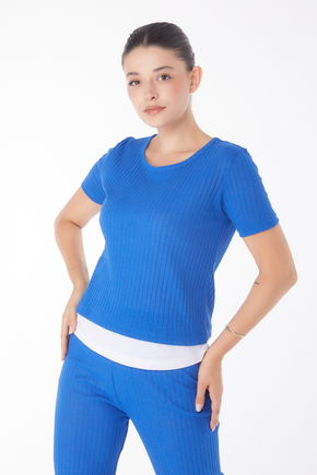 T-shirt Pantolon İkili Takım Mavi - 25952