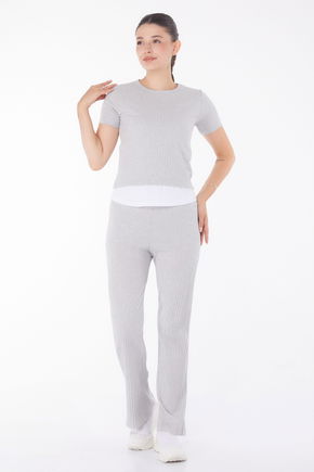 T-shirt Pantolon İkili Takım Gri - 25952