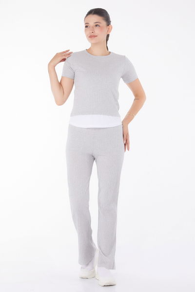 T-shirt Pantolon İkili Takım Gri - 25952