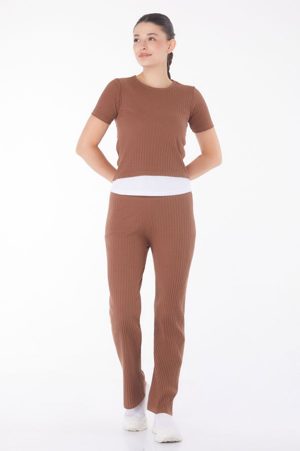 T-shirt Pantolon İkili Takım Kahverengi - 25952