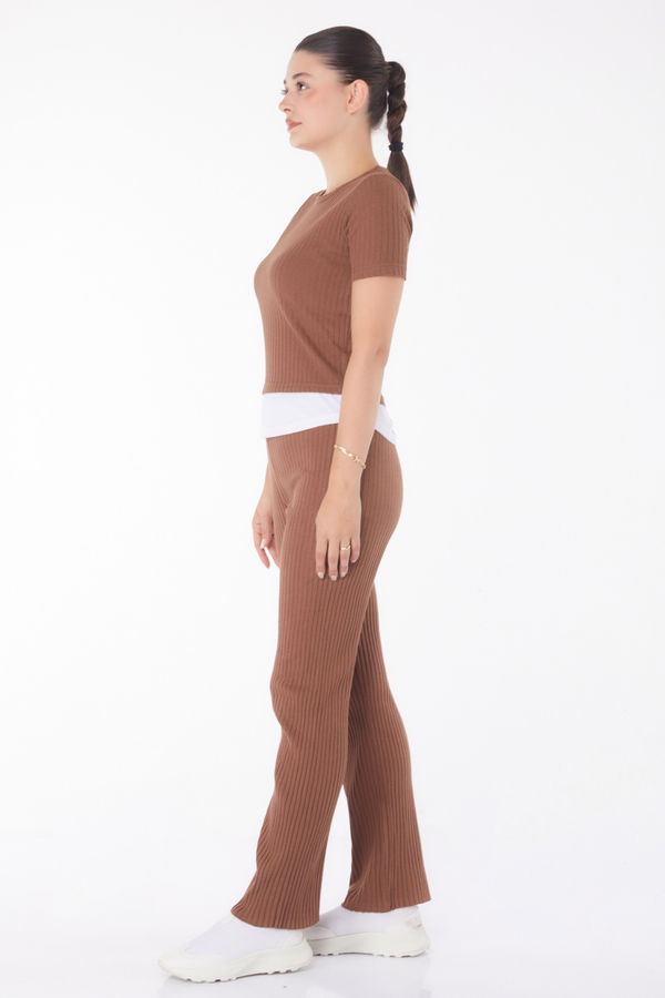 T-shirt Pantolon İkili Takım Kahverengi - 25952