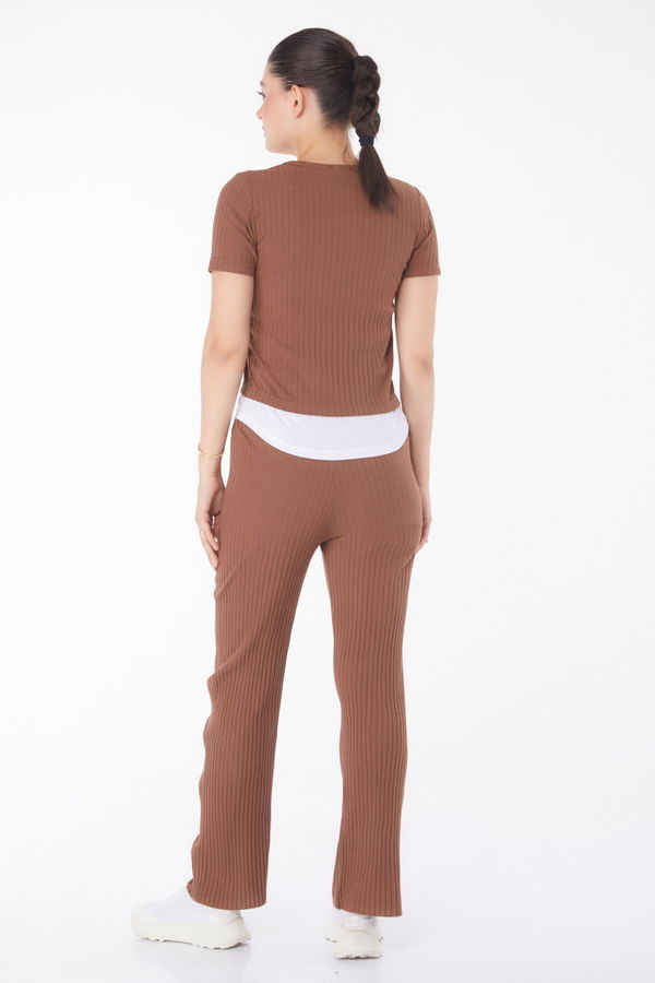 T-shirt Pantolon İkili Takım Kahverengi - 25952