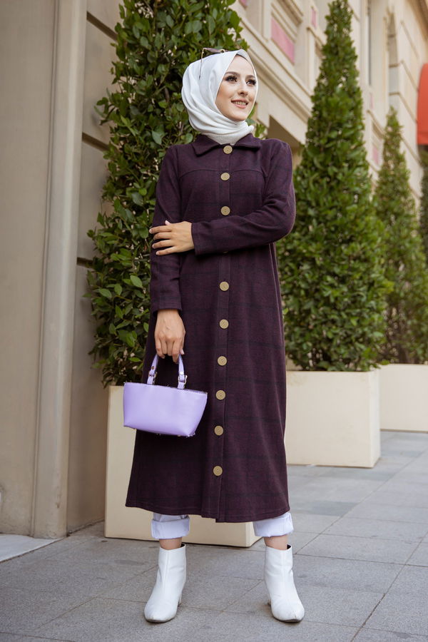 DUGMELI TUNIK Mürdüm - 3004