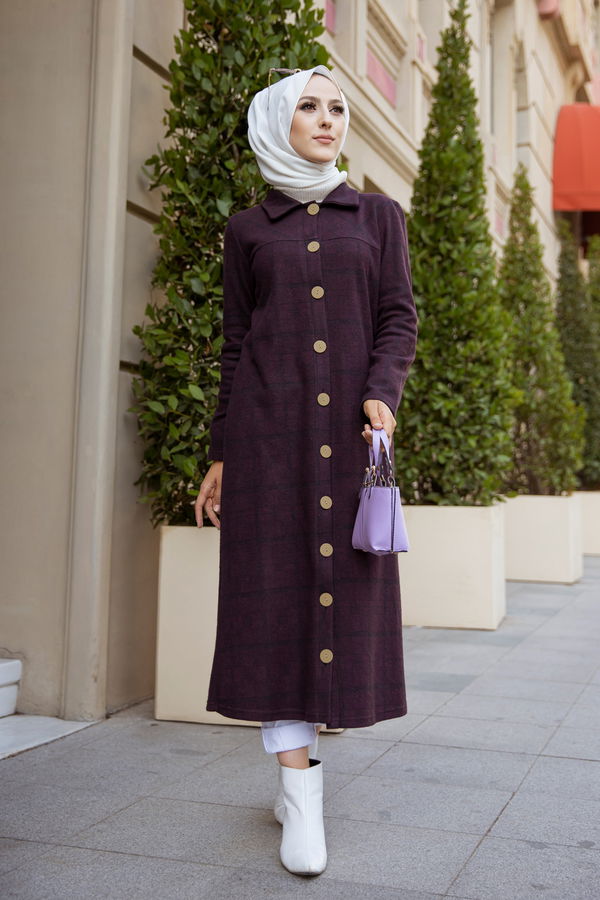 DUGMELI TUNIK Mürdüm - 3004