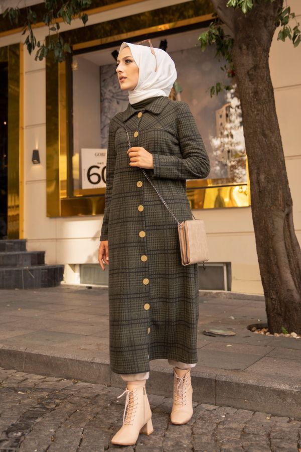 Düğmelı Kap Haki - 3004