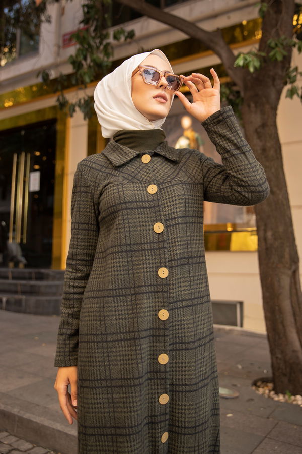 Düğmelı Kap Haki - 3004