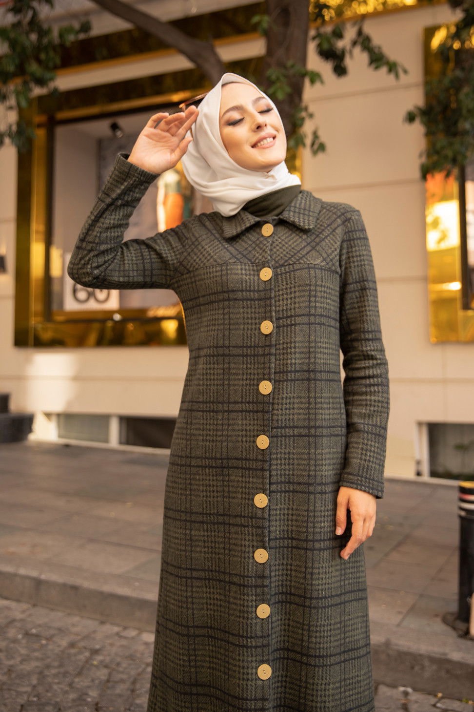 Düğmelı Kap Haki - 3004