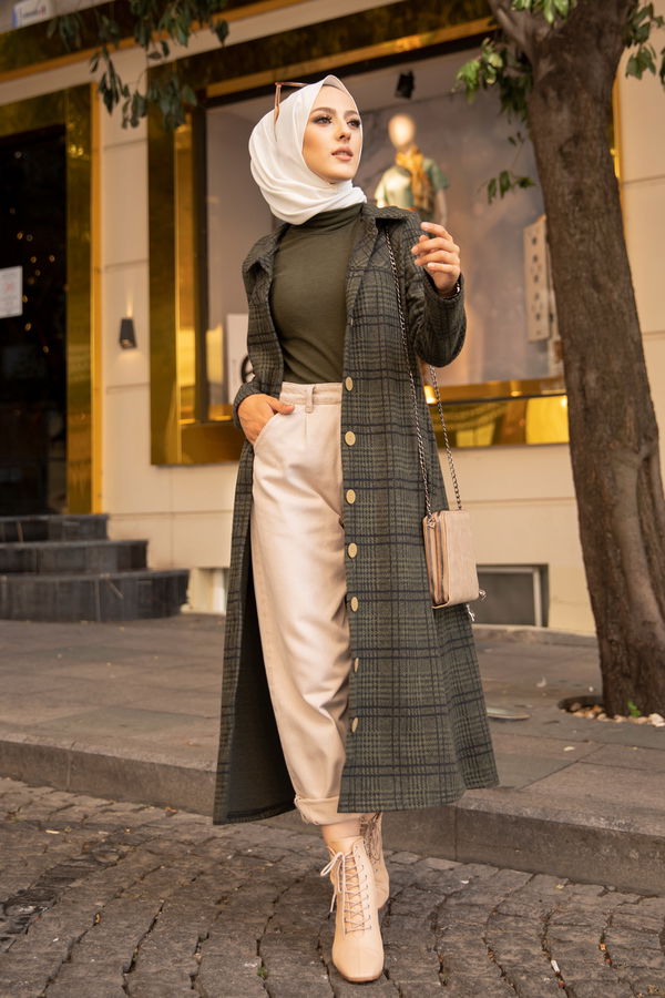 Düğmelı Kap Haki - 3004