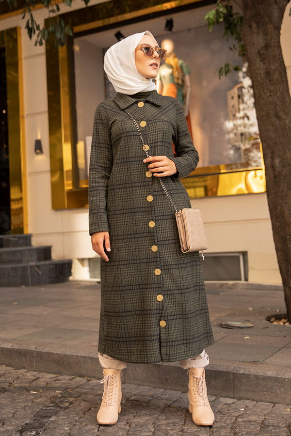 Düğmelı Kap Haki - 3004