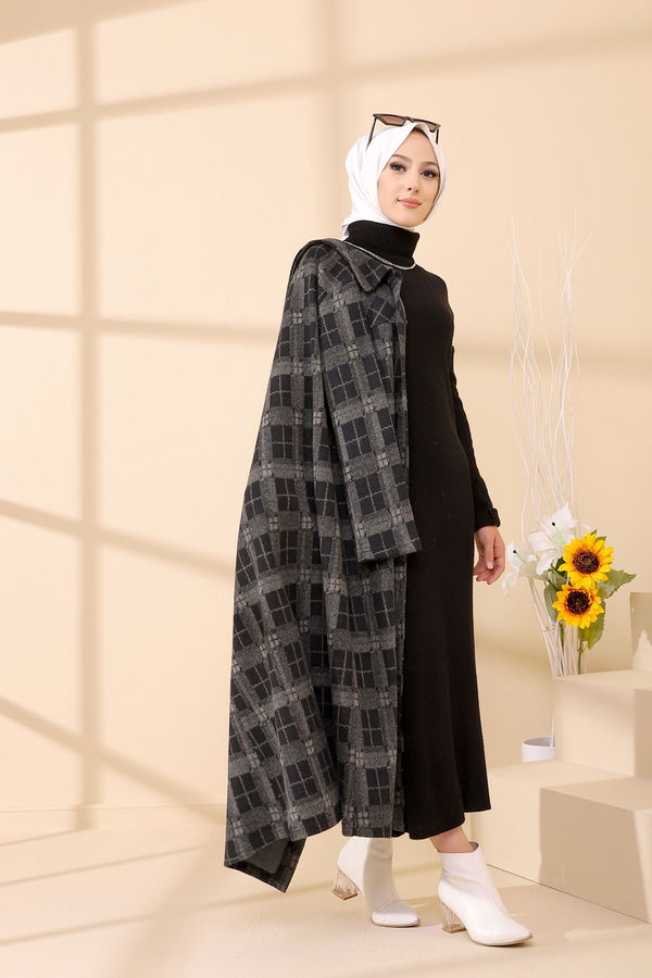 Düğmelı Kap Siyah - 3004